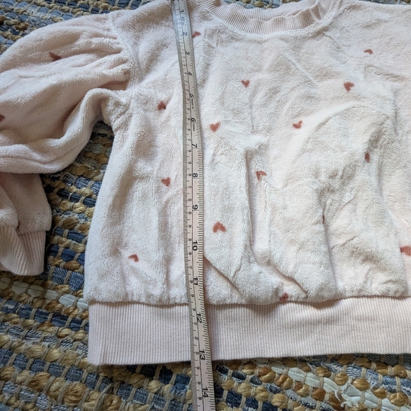 Pink Heart Terry Pullover 2T Puff Sleeve Cozy Valentine Toddler Sweater Sweatshi - Picture 3 of 7